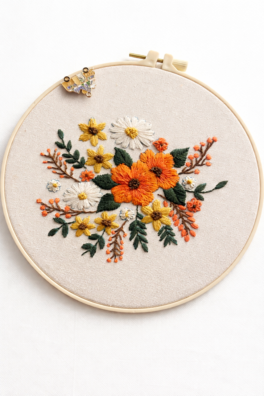 Embroidery project with fall colors
